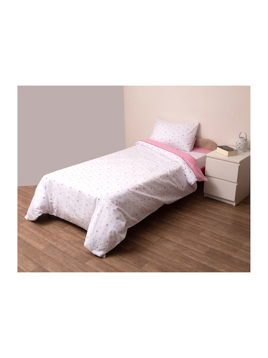 Viopros Duvet Cover Set Cotton Semi-double with Pillowcase 180x240 Pink