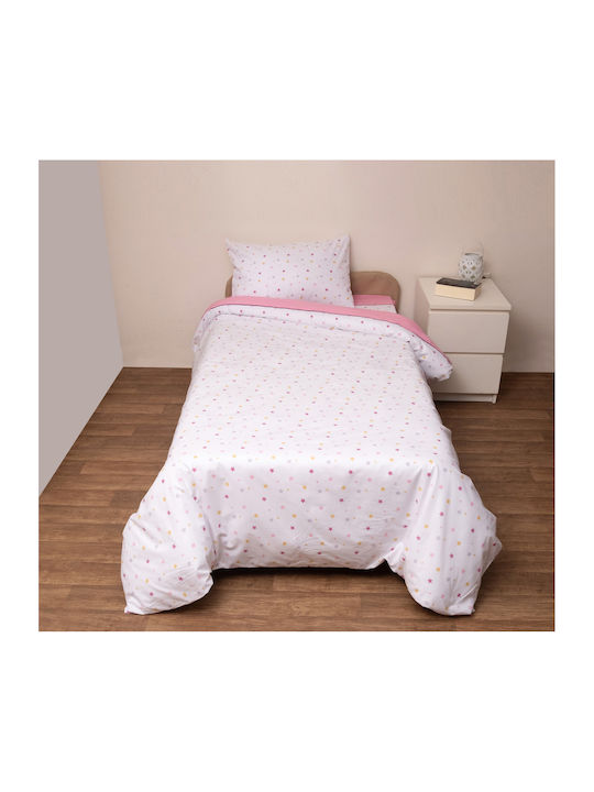 Viopros Duvet Cover Set Cotton Semi-double with Pillowcase 180x240 Pink
