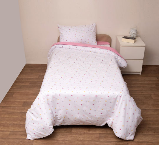 Viopros Duvet Cover Set Cotton Semi-double with Pillowcase 180x240 Pink