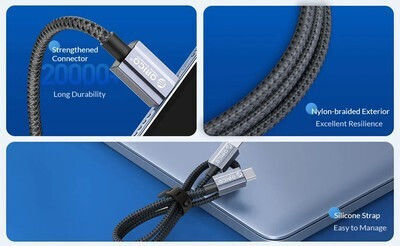 Orico Braided USB 2.0 Cable USB-C male - USB-C 60W Black 1m (GQA60-10-BK-BP)