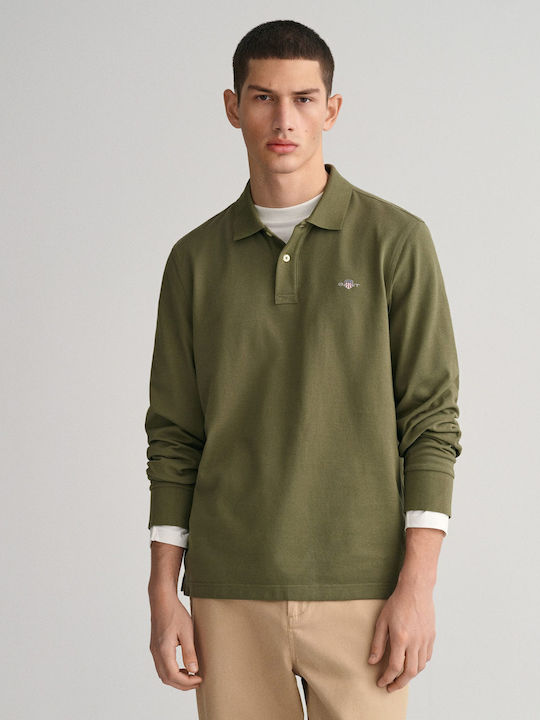 Shield Pique Long Sleeve Blouse Khaki
