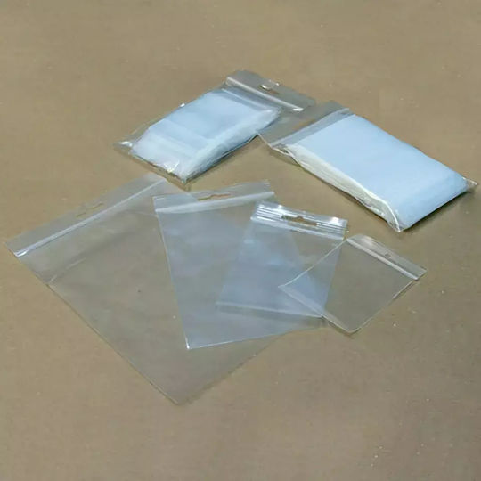 Zipper Packaging Bag Transparent 8x12cm Hole 100pcs