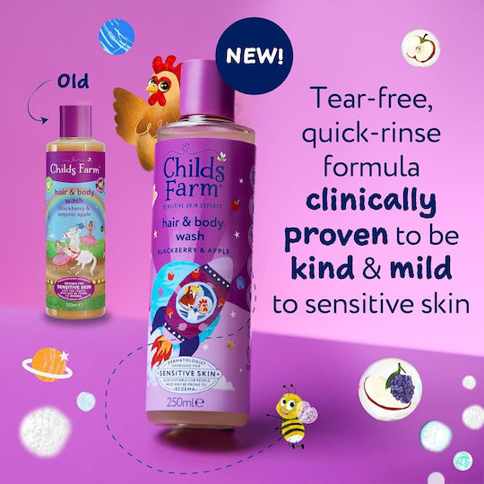Childs Farm Παιδικό Αφρόλουτρο & Σαμπουάν με Μήλο σε Μορφή Gel 250ml