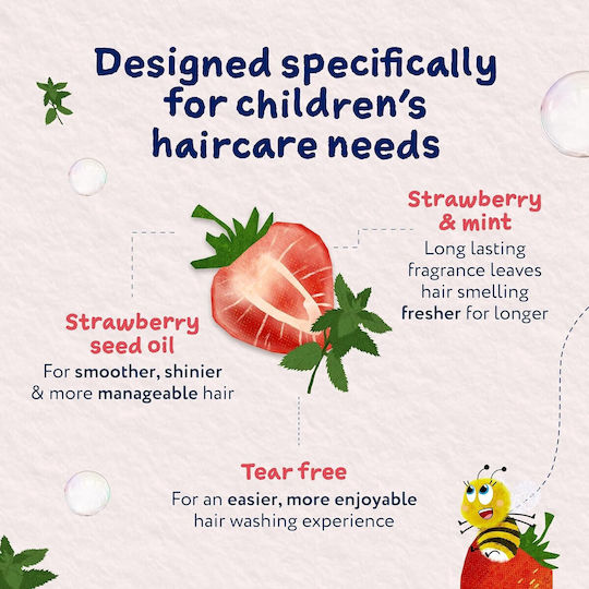 Childs Farm Kids' Conditioner & Bubble Bath with Strawberry / Mint for Easy Combing in Gel Form , Ideal for Curls 250ml