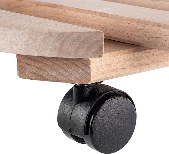 Kadax Pot Stand Wooden Beige with Wheels