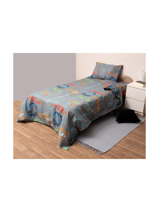 Viopros Set Cearceafuri Pentru Copii Single Gri 160x270cm