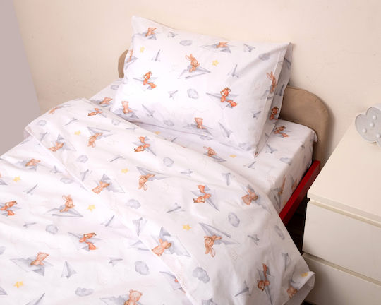 Viopros Kids Quilt Set Single with Pillowcase Hok White 160x240cm
