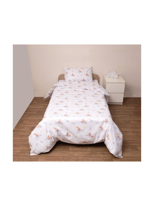 Viopros Kids Quilt Set Single with Pillowcase Hok White 160x240cm