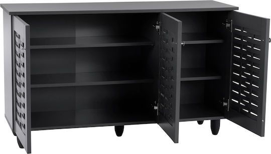 Iggy Wooden Shoe Organizer with 3 Shelves Gray 114x34x68cm