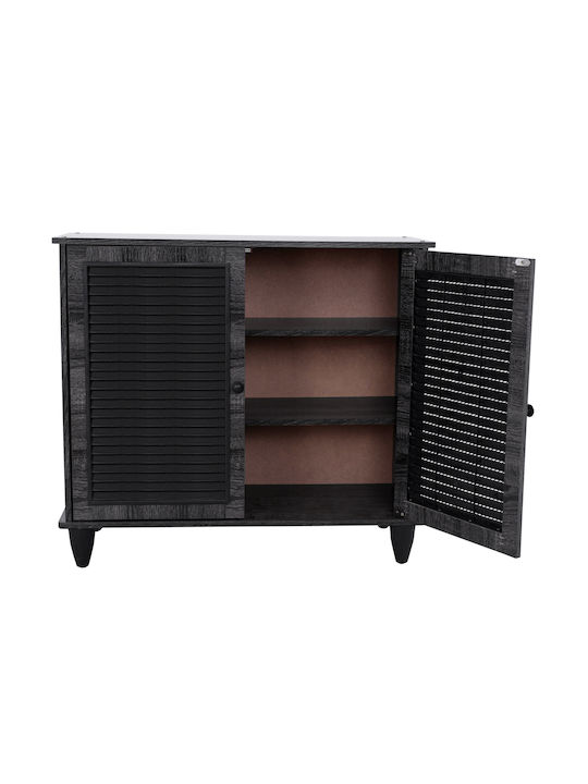 McKenna Wooden Shoe Organizer with 3 Shelves Carbon 76.5x30x68.5cm