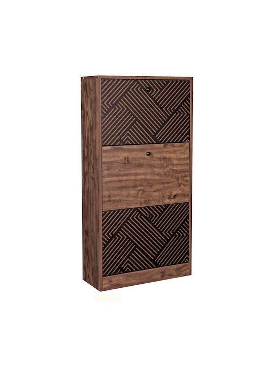 1873 Wooden Shoe Organizer with 3 Shelves Grey Oak - Black 60x23.5x117cm