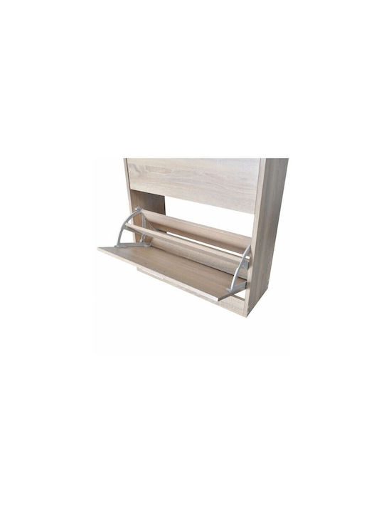 Wooden Shoe Organizer with 2 Shelves Gray 60x24x80cm