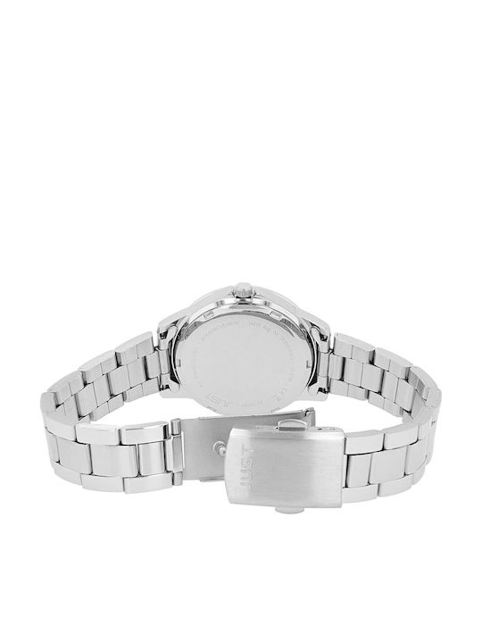 Just Watch Γυναικείο Ρολόι 34mm Μπαταρίας με Ασημί Μεταλλικό Μπρασελέ