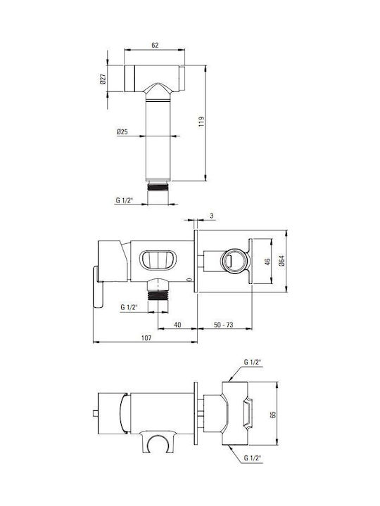 Deante Μπαταρία Μπιντέ Inox