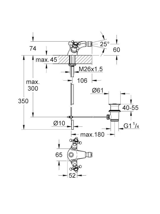 Grohe Arabesk Μπαταρία Μπιντέ Ασημί