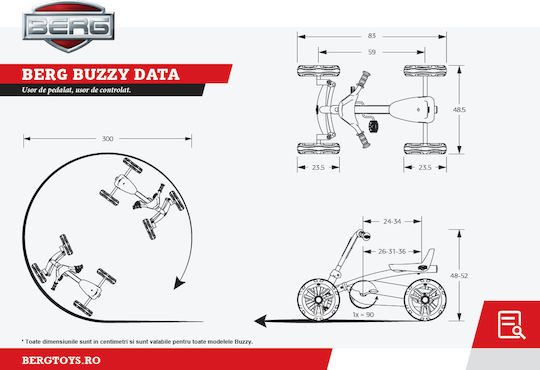 Buzzy Nitro Go Kart Cu Un Loc Cu Pedală Inspirat Negru