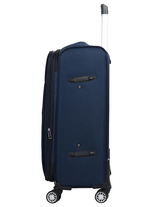 Kourk Medium Fabric Travel Suitcase Blue with 4 Wheels Height 68cm