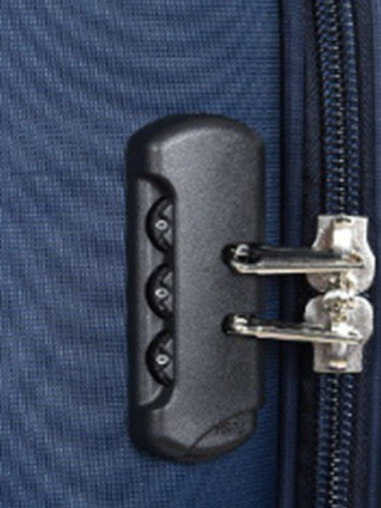 Kourk Large Fabric Blue Travel Suitcase with 4 Wheels Height 75cm