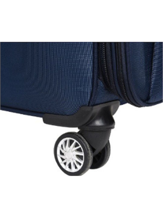 Kourk Medium Fabric Travel Suitcase Blue with 4 Wheels Height 68cm