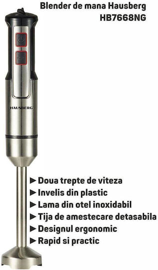 Hausberg Ραβδομπλέντερ με Ανοξείδωτη Ράβδο 1000W Ασημί