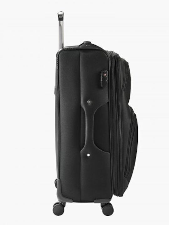 Vevor Large Fabric Travel Suitcase Black with 4 Wheels Height 71cm