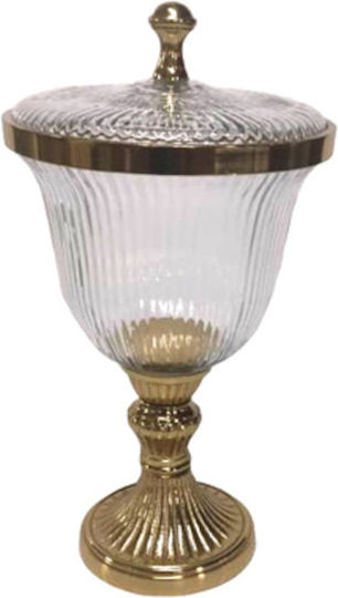 Karvounis Φοντανιέρα Glas mit Deckel und Ständer 15.5x15.5x28cm Gold Karvounis Φοντανιέρα Glas mit Deckel und Ständer 15.5x15.5x28cm Gold