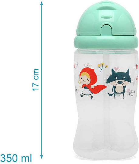 Kiokids Κοκκινοσκουφίτσα Παιδικό Παγούρι Σιλικόνης με Καλαμάκι 350ml