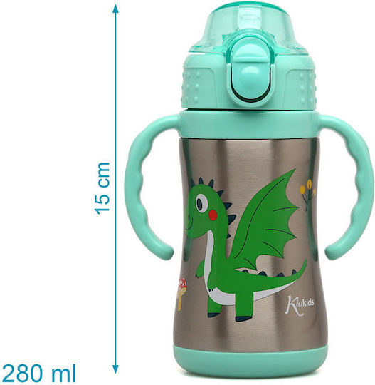 Kiokids Dragon Παιδικό Παγούρι Θερμός Dragon Ανοξείδωτο με Καλαμάκι 280ml