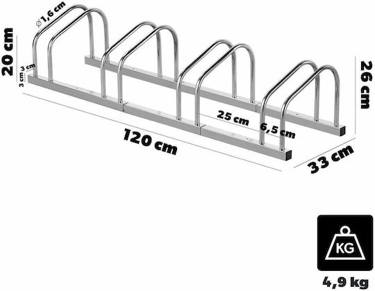 Kadax 4-Station Stahl Fahrradhalterung Silber