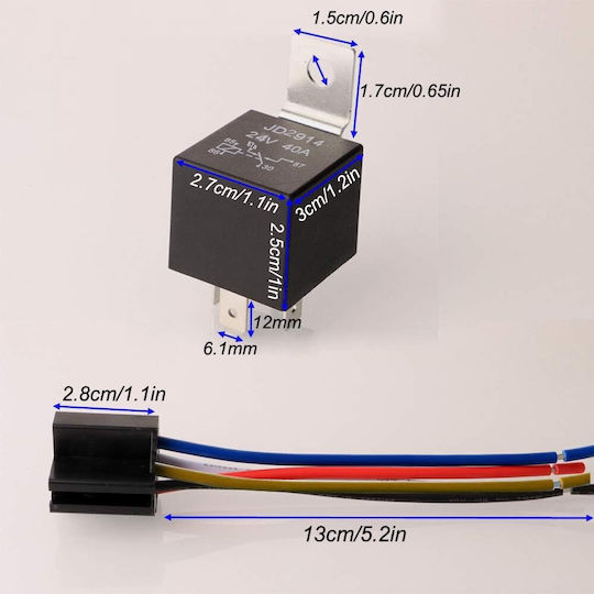 Set 2 Relee Auto 24v 40a Socket Cuie 5 Pinuri 2.5 X 3 Cm Gebildet Jd2914