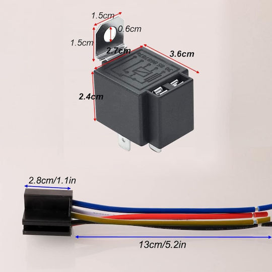 Set 3 Relee Auto SPDT Ato Atc Sigurantă 12V 30A Socket 5 Pinuri 14 Awg Cablu Gebildet