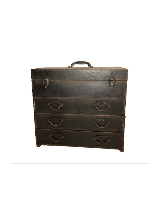 Drawers Storage Metal with 3 Drawers Black L54xW31xH55cm