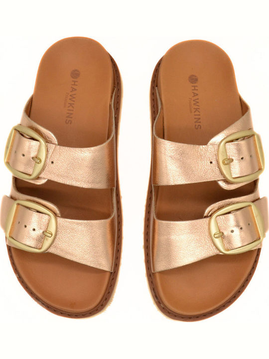 Leather Women's Flat Sandals Rose Gold 59054 D20 Rose Gold