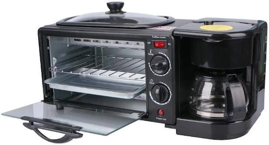 Electric Multi-Function Mini Oven 3-in-1 Multi-Device Coffee Maker Oven Non-Stick Grill Timer 1250W Black Raf Hg-5308r