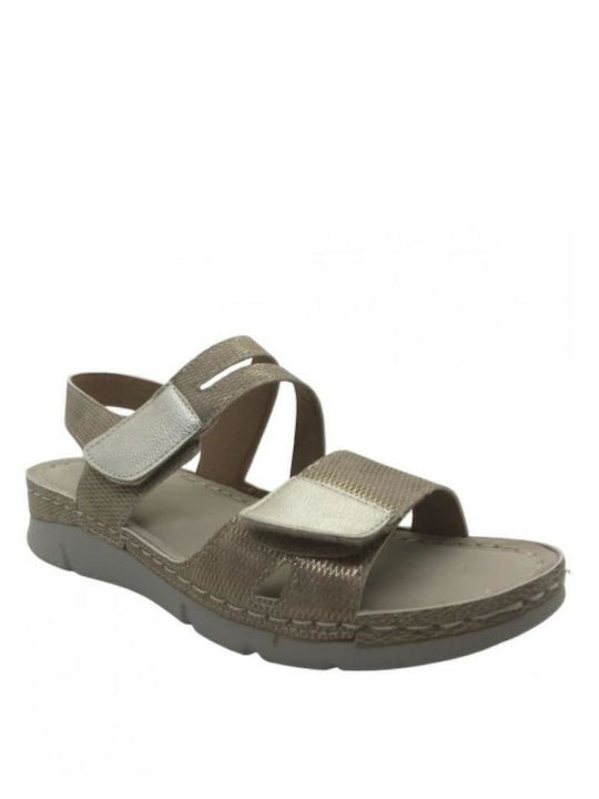 Flache Sandalen für Damen Anatomisch in Gold Farbe
