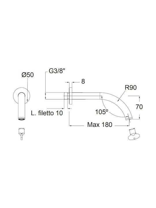 Eurorama Built-in Mixer & Spout Set for Bathtub Black