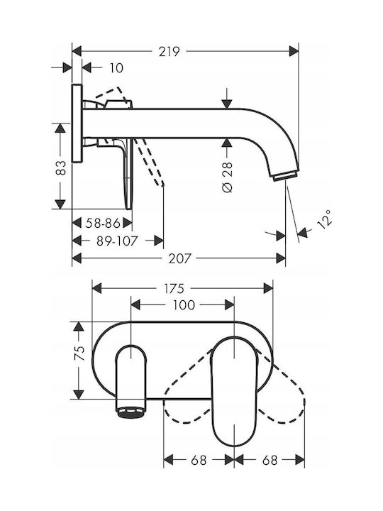 Hansgrohe Set Mixer & Gură Îngropată pentru Duș Argintiu