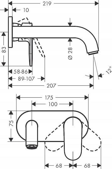 Hansgrohe Built-in Mixer & Spout Set for Shower Silver
