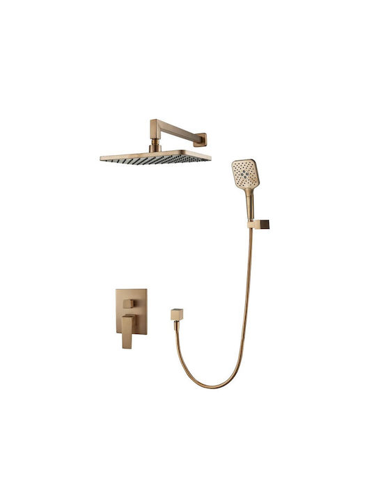 Inter Ceramic Set Mischer & Duschkopf für Wandmontage für Dusche Gold