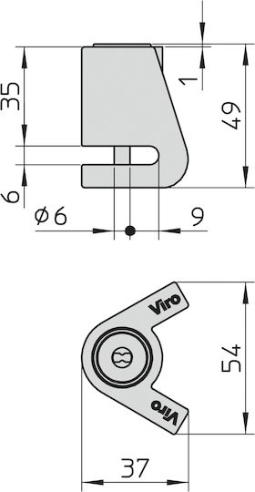 Viro Motorcycle Disc Brake Lock with 6mm Pin in Silver