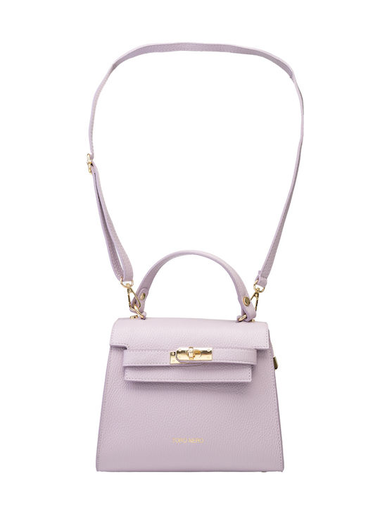 Leder Damentasche Schultertasche Flieder