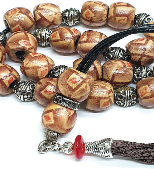 Roloi Komboloi Perle de îngrijorare din Lemn de lungime 33buc Multicolor