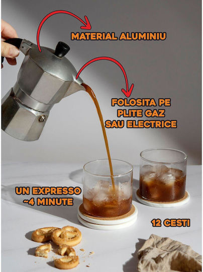 Ertone Elektrisch Espresso-Kanne 12 Cups Braun