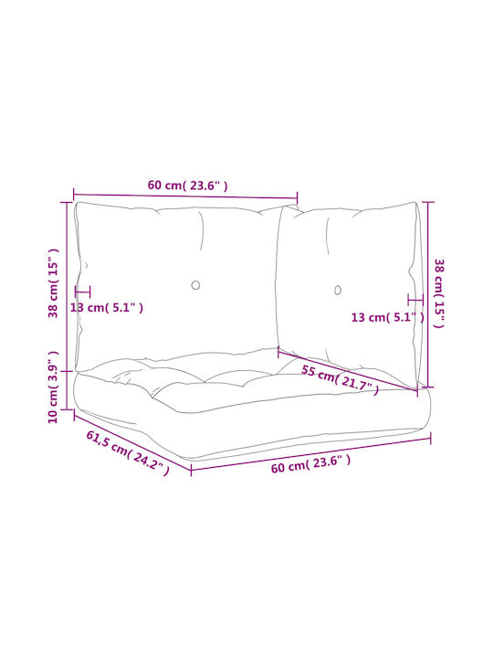 vidaXL Gartenstuhlkissen für Paletten Sitzbank mit Rückenlehne Beige 3 Stück 61,5x60cm