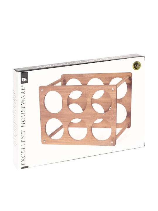 Excellent Houseware Настолни Μπουκαλοθήκη Дърво για 6 Μπουκάλια Кафяв 35x24x18.5εκ.