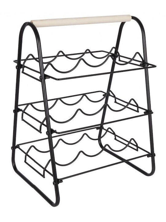 Freistehend Flaschenhalter Metallisch für 9 Flaschen Schwarz 33x29x46εκ.