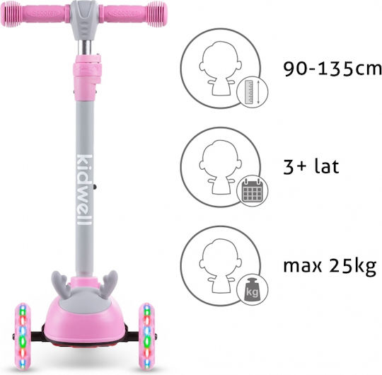 Kidwell Kinderroller Klappbar Zoocar 3-Rad Für 3+ Jahre Rosa