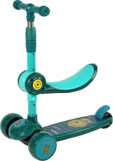 Lean Toys Kids Scooter Foldable 3-Wheel with LED Lighting for 3+ Years Green