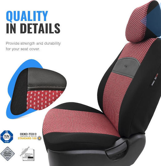 Otom Car Cover Set 11pcs Leatherette Black / Red