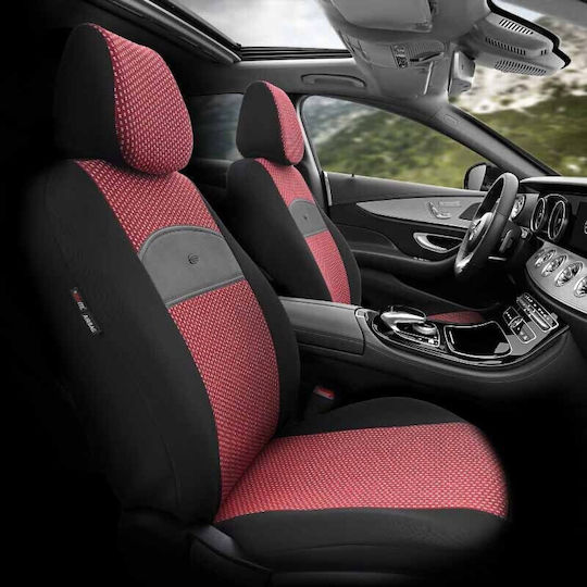 Otom Car Cover Set 11pcs Leatherette Black / Red